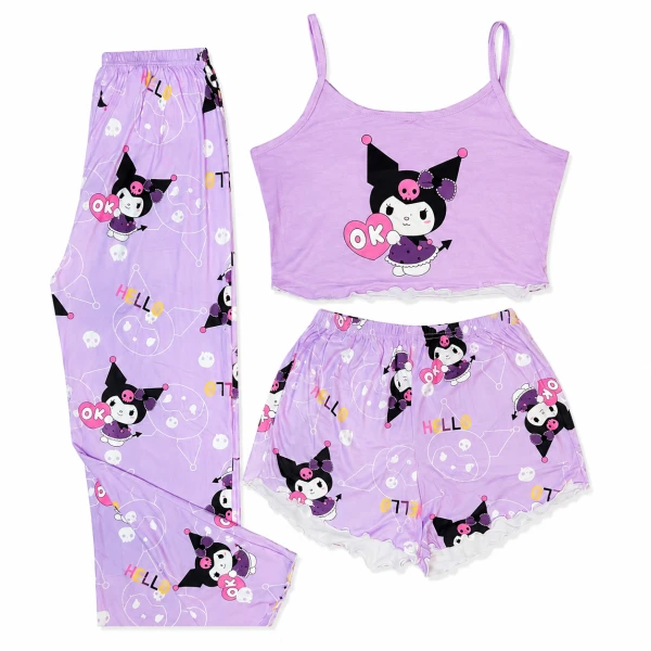 Pijama de tres piezas mujer Kuromi Morado M/L's foto | 21 Boutique |  BizneCubano
