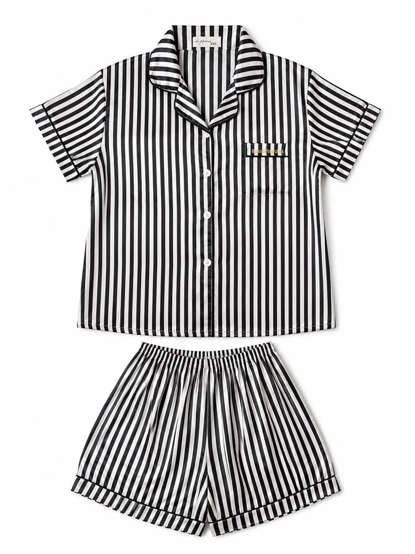 Pijama de Satín Rayas Negras/ Talla L's foto | 21 Boutique |  BizneCubano