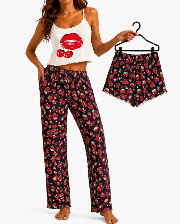 Pijamas de 3 piezas Cerezas/Tallas XL y XXL's foto | 21 Boutique |  BizneCubano