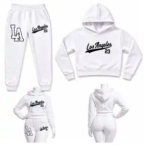 Conjunto de pantalón y abrigo de mujer blanco miniatura 2