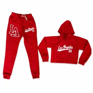 Conjunto de pantalón y abrigo de mujer rojo miniatura 1